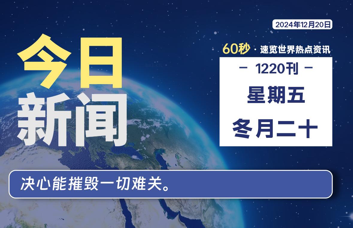 12月20日，星期五, 每日60秒读懂全世界！